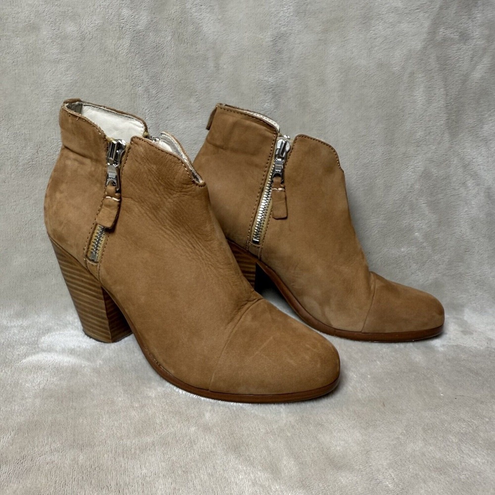 Rag & Bone New York‎ Margot Boots Tan Camel Suede Ankle Boots Chunky  Size 37